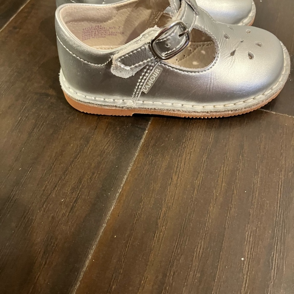 Elegant Silver Kids Dress Shoes - Picture 2 of 10